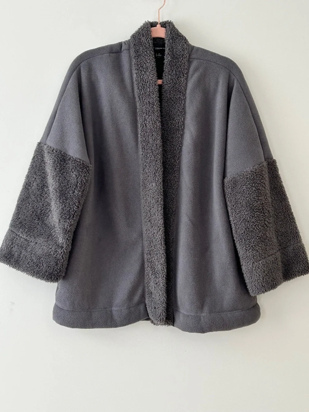 INC International Concepts Intimates Gray Sherpa Fleece Lounge Jacket